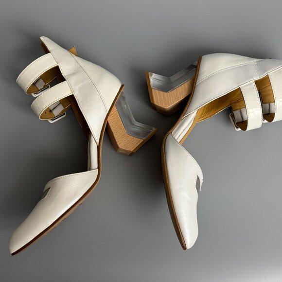 White Fluevog Modern Ankle strap heel - Picture 5 of 8